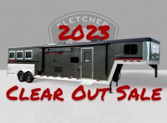 CLEAROUT NEW 2023 Bison Silverado 8313B with slide 8ft wide 3 horse 13ft shortwall bulkhead layout
